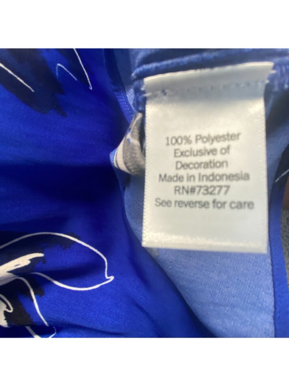 Nine West Women 2XL Blue Floral V-Neck Boho Career Romantic Blouse,Long Sleeve - Picture 6 of 8